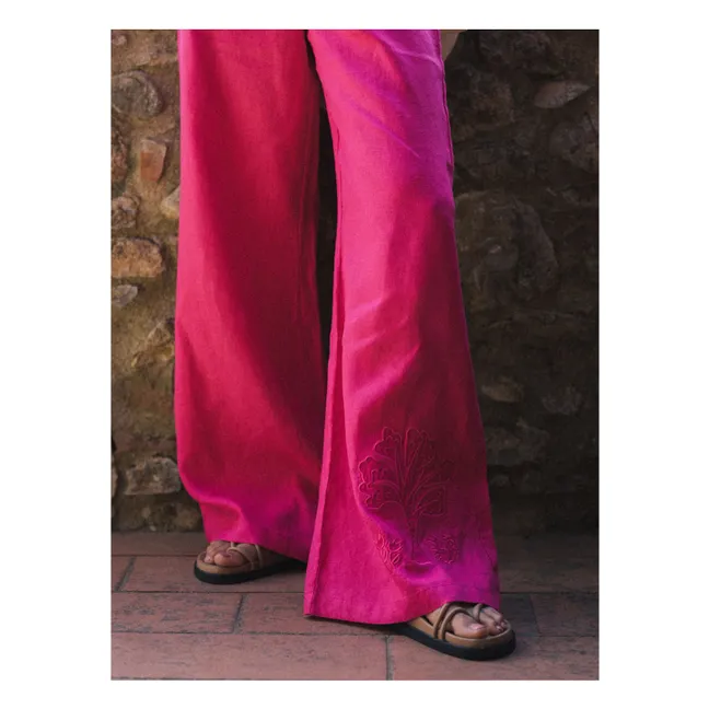 Pantalon Cameron Broderies Lin | Rose fuschia