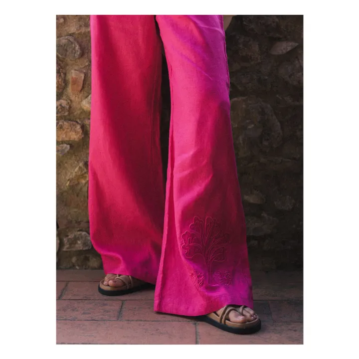 Pantalon Cameron Broderies Lin | Rose fuschia- Image produit n°6