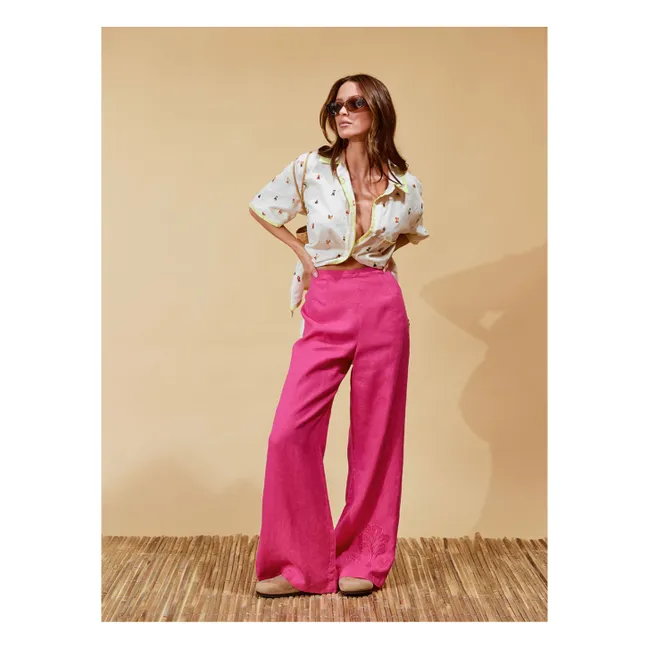 Pantalon Cameron Broderies Lin | Rose fuschia