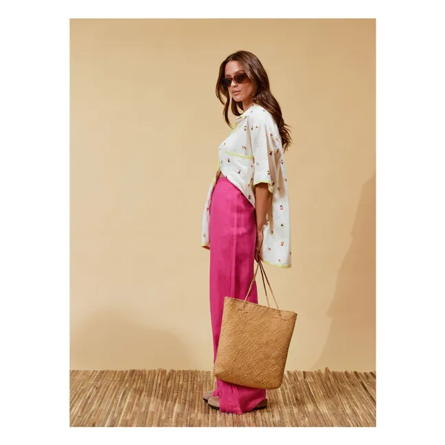 Pantalon Cameron Broderies Lin | Rose fuschia