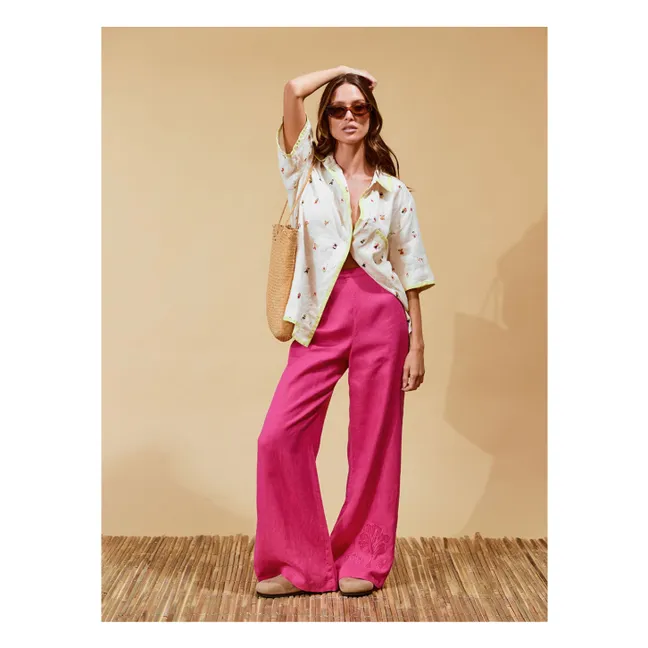 Pantalon Cameron Broderies Lin | Rose fuschia