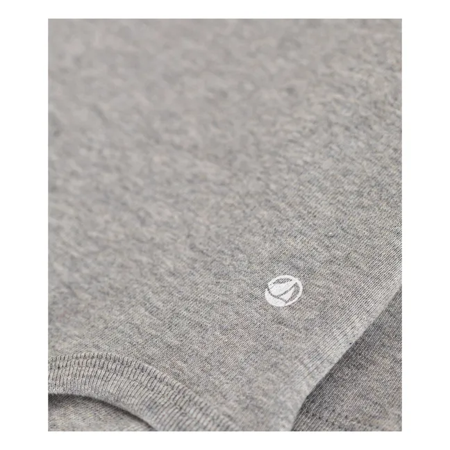 Body acanalado de cuello alto | Gris Jaspeado