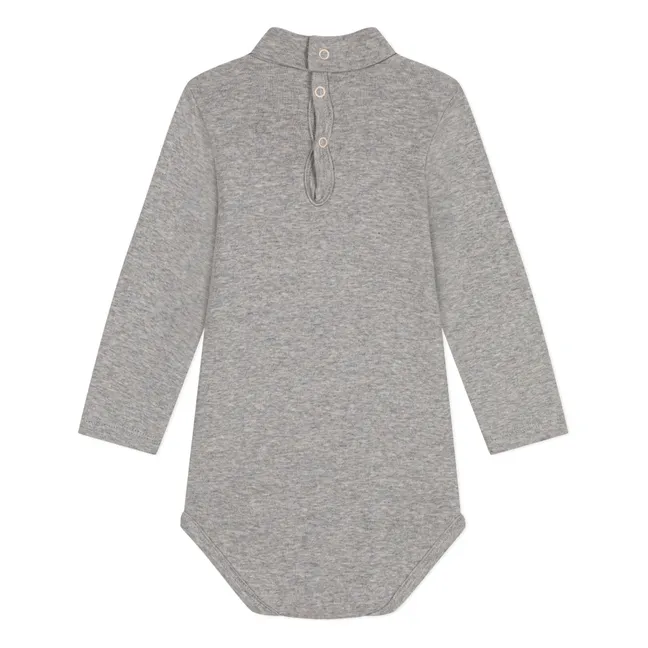 Body acanalado de cuello alto | Gris Jaspeado