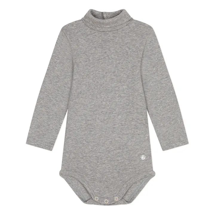 Ribbed turtleneck bodysuit | Heather grey- Product image n°0