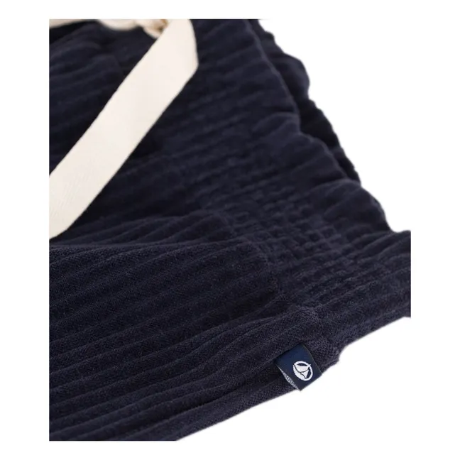 Pantalon Large Velours Côtelé | Bleu marine