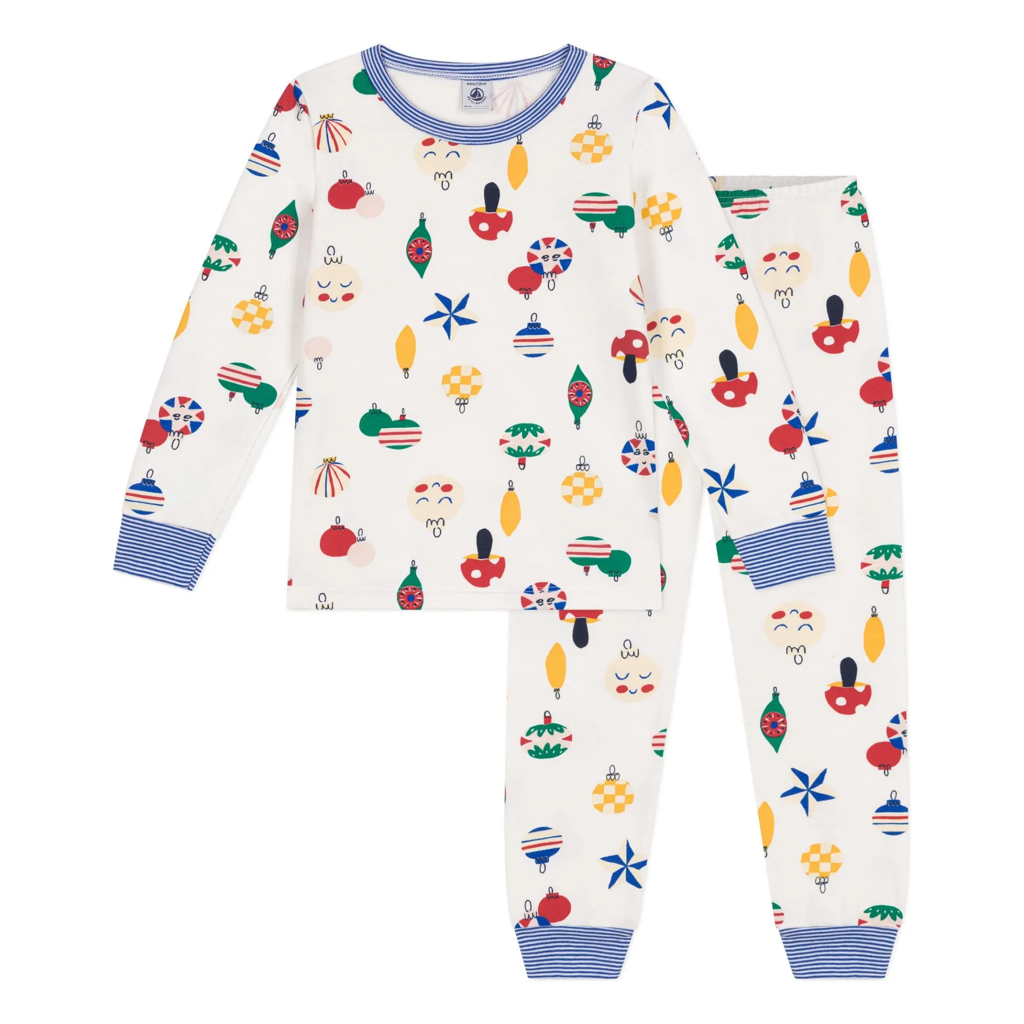 Petit Bateau Unisex White Christmas Fleece Pyjama Set