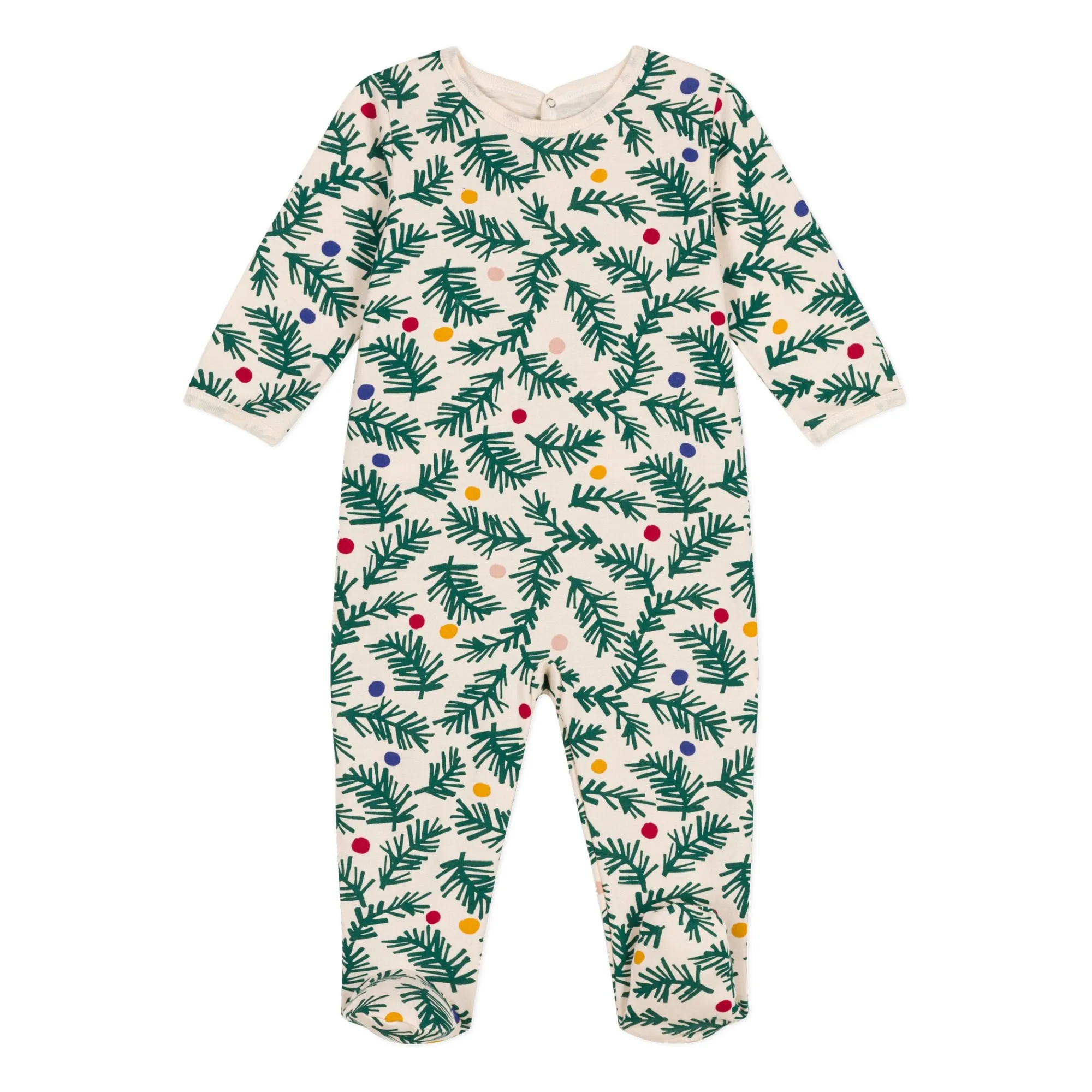 Petit Bateau Unisex Green Christmas Tree Fleece Pyjamas