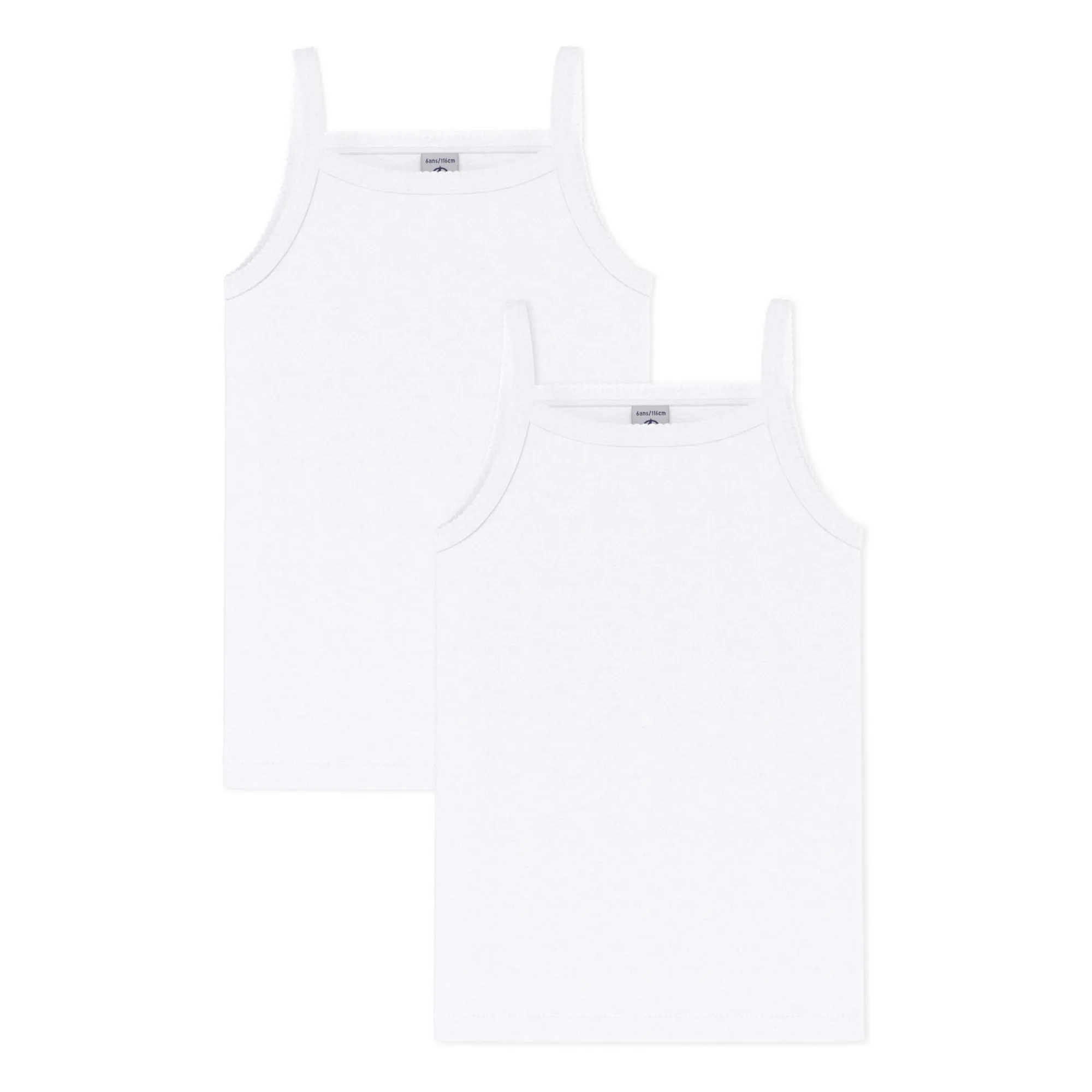 Petit Bateau White Batch 2 Plain Tank Tops