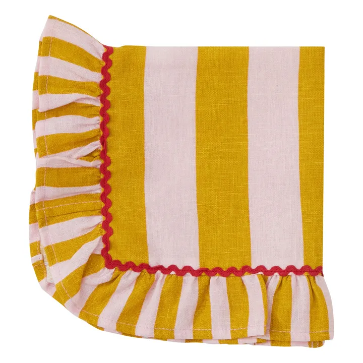 Serviette rayée | Jaune moutarde- Image produit n°0