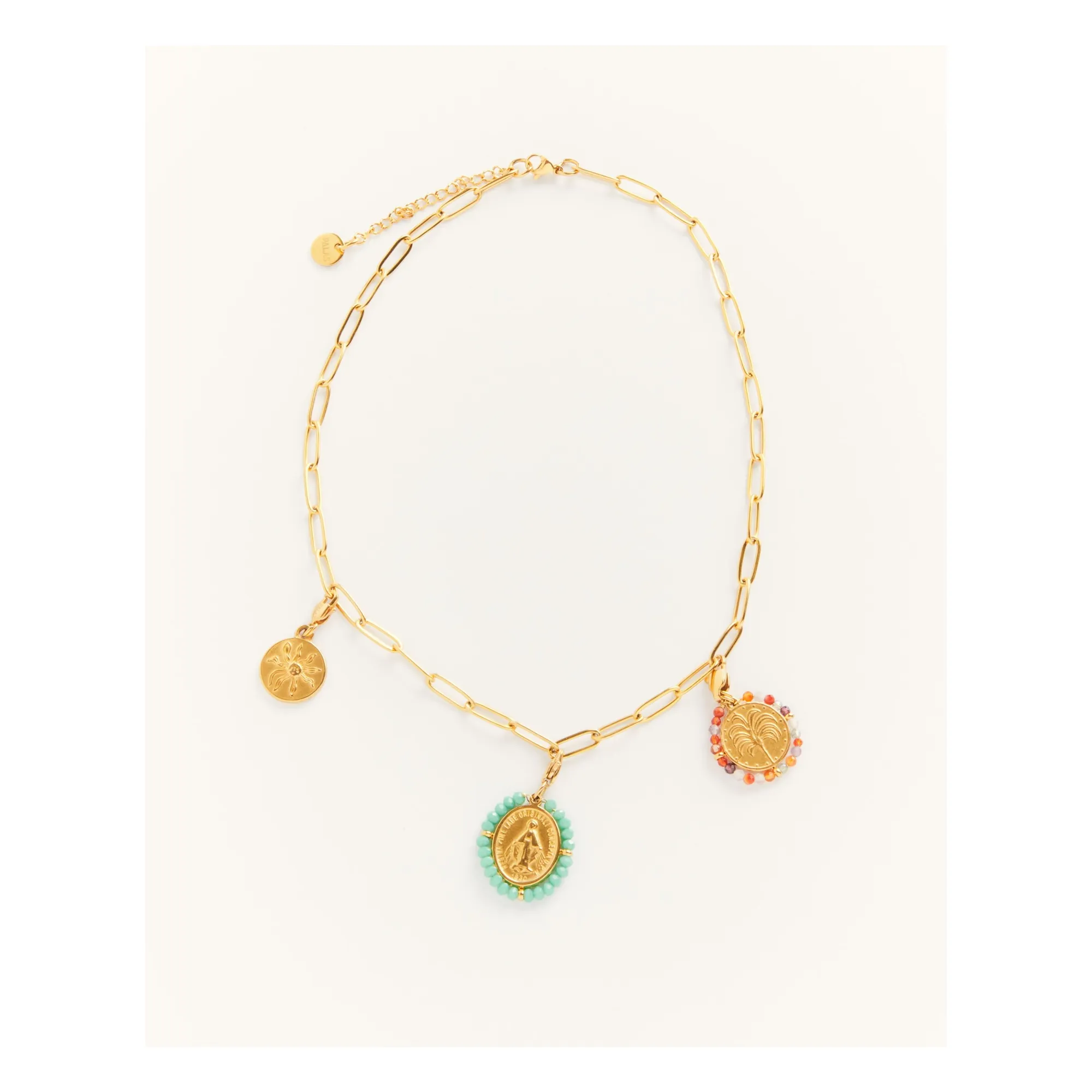 Palas Gold Colored Charms And Links Necklace