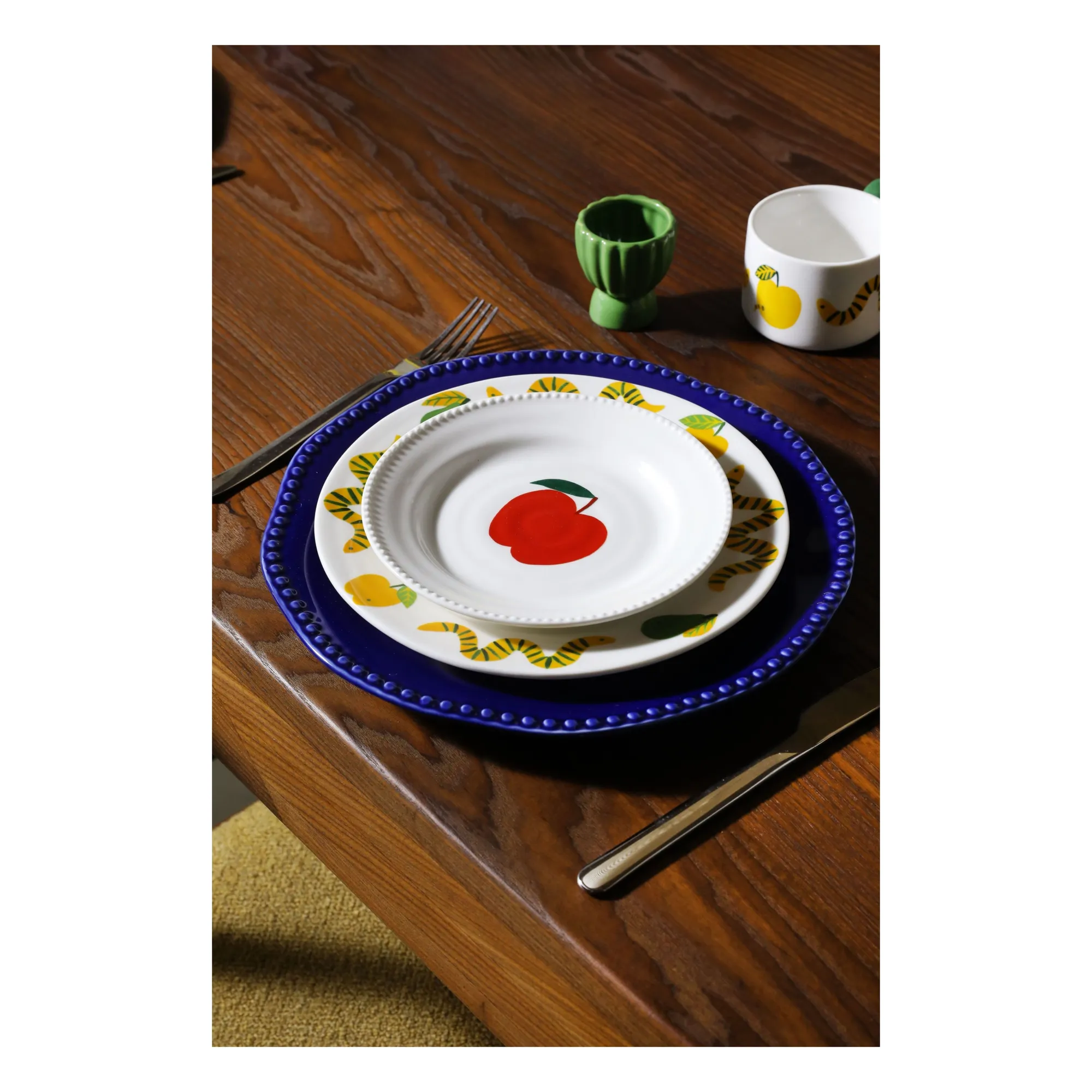 Assiettes en porcelaine Perle - Set de 2 | Bleu- Image produit n°2