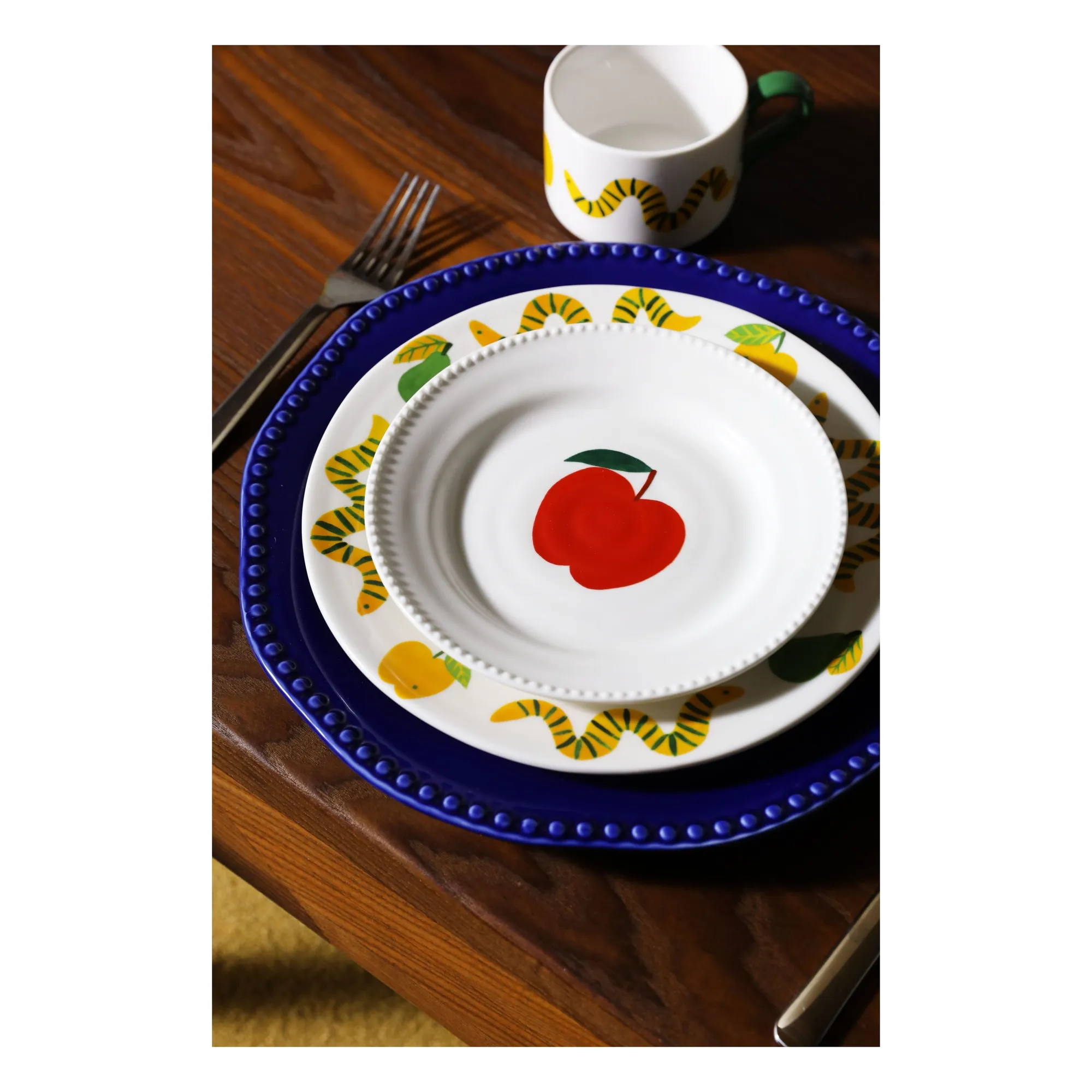 Assiettes en porcelaine Perle - Set de 2 | Bleu- Image produit n°1