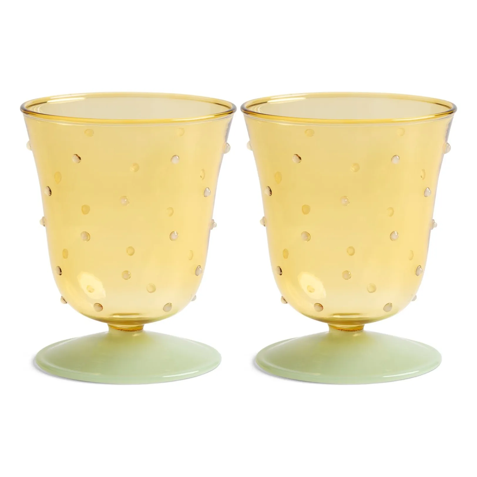 &Klevering Yellow Dot Glasses - Set Of 2