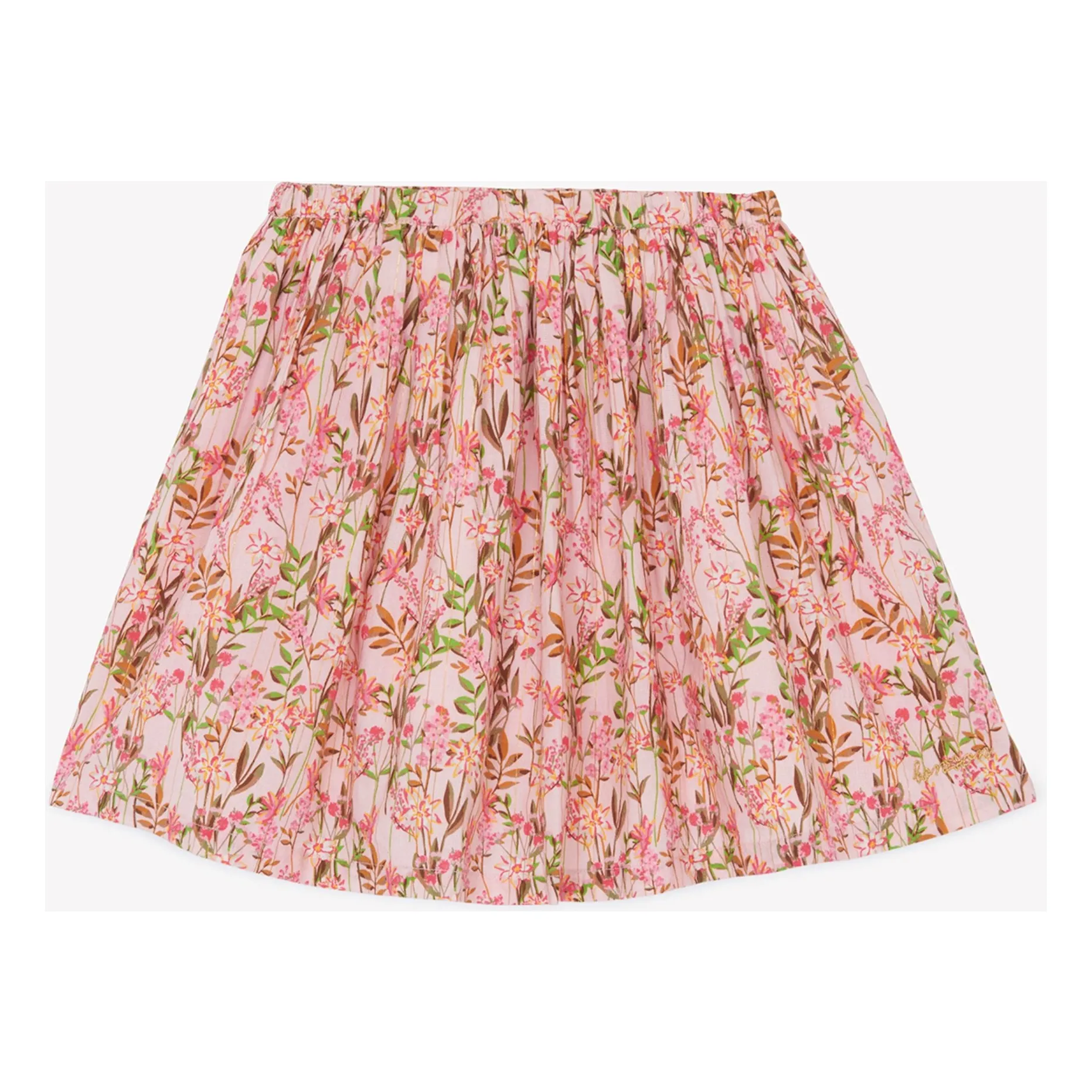 Bonton Pink Framboise Fleurie Lurex Skirt
