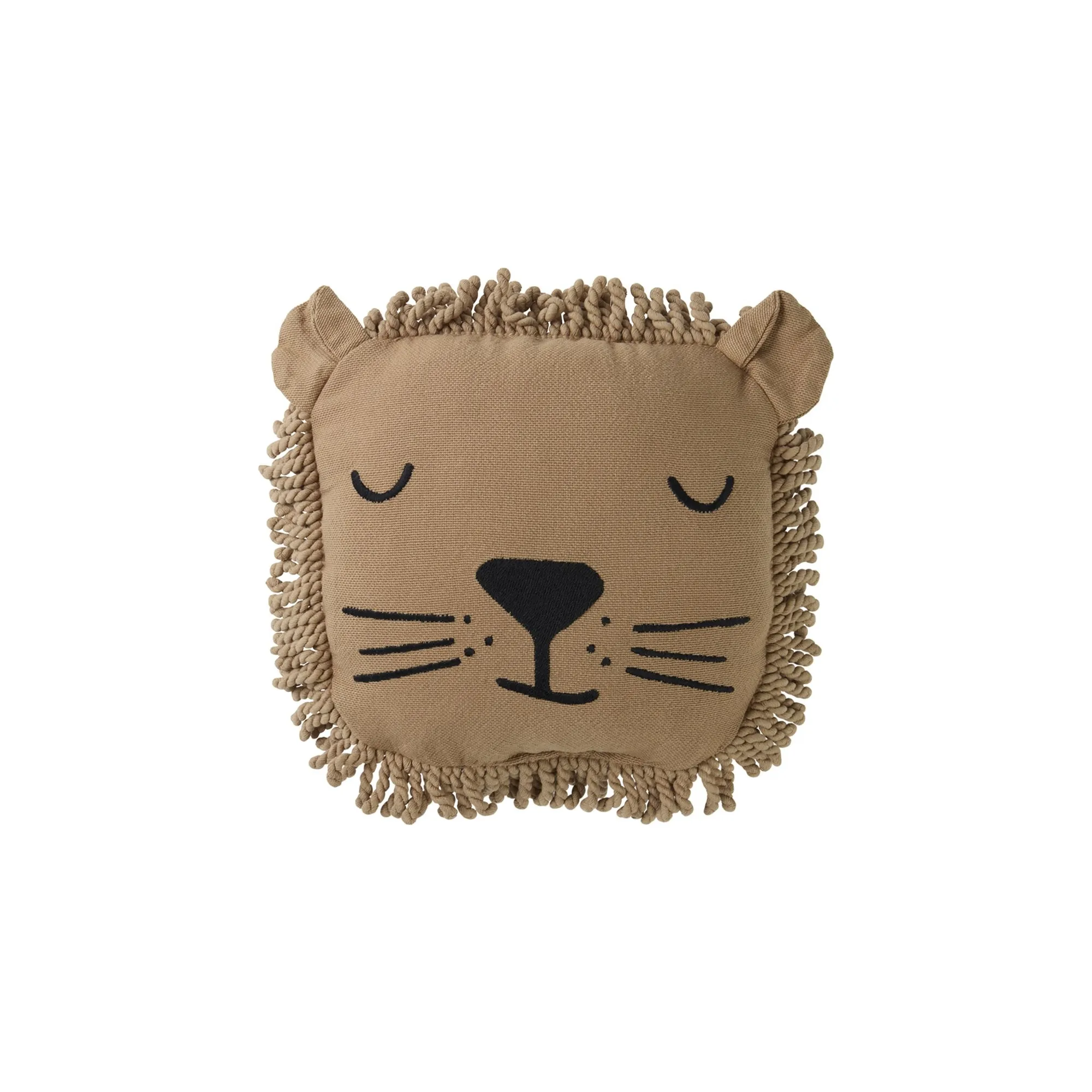 Coussin brodé Lion | Sable- Image produit n°0