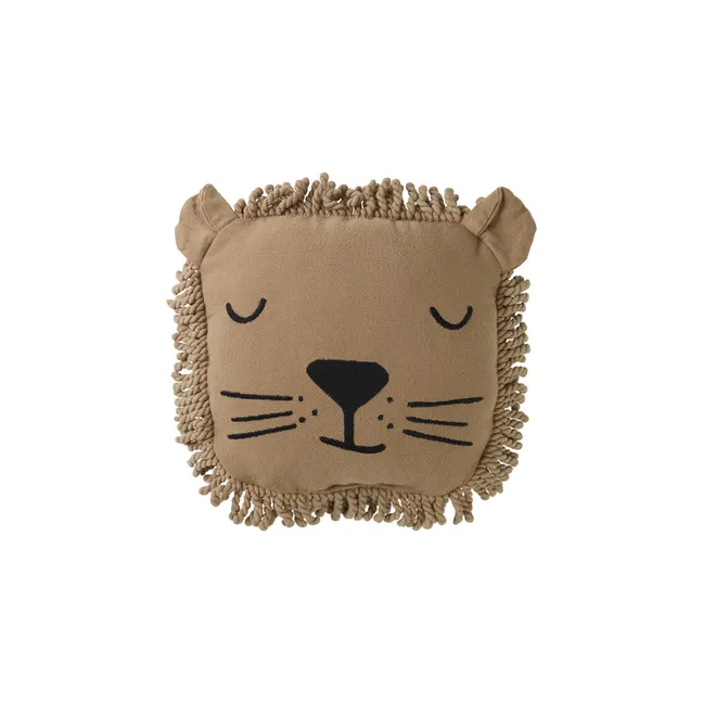Coussin brodé Lion | Sable
