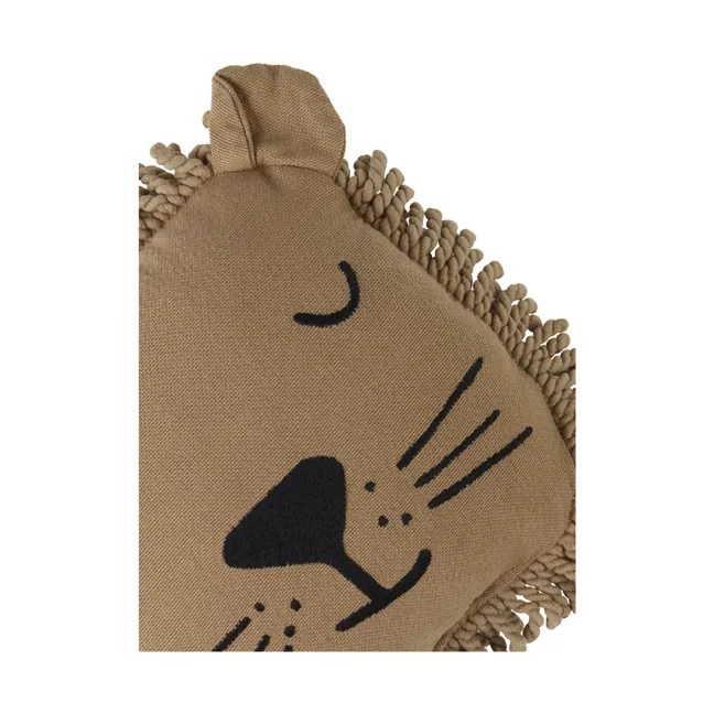 Coussin brodé Lion | Sable