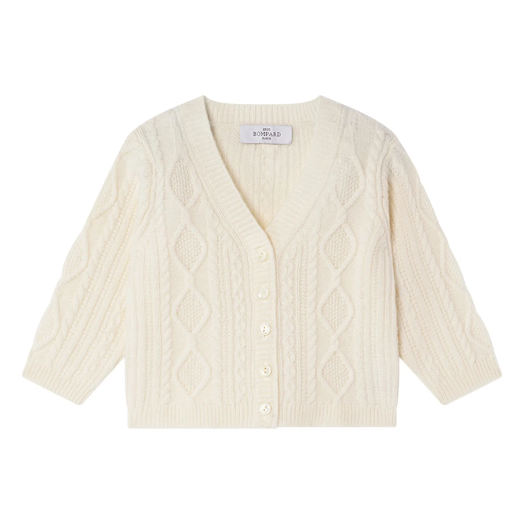 Bompard Ecru Cashmere Cable Cardigan