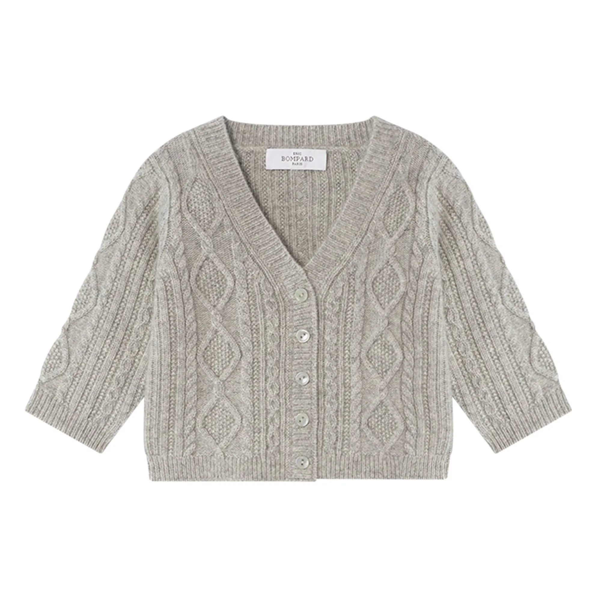 Bompard Grey Cashmere Cable Cardigan