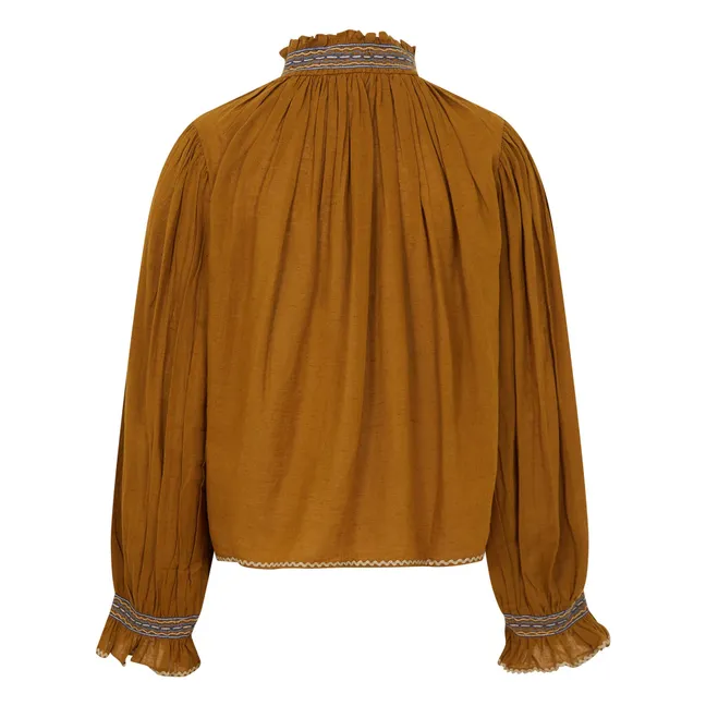 Elsa Embroidered blouse | Khaki