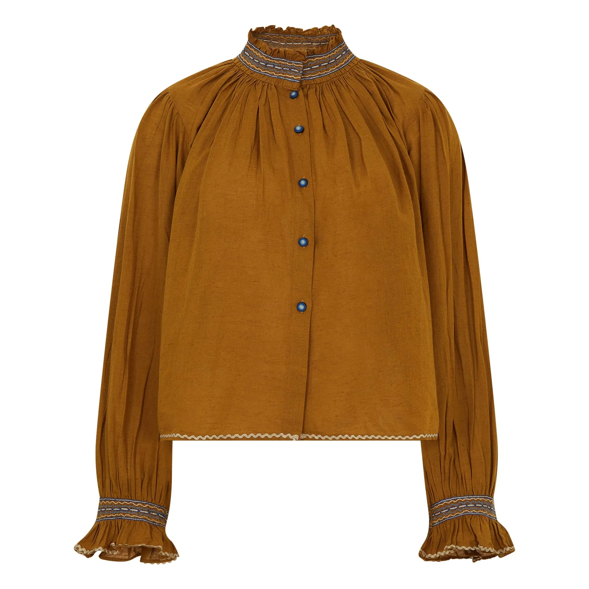 Cord Khaki Elsa Embroidered Blouse