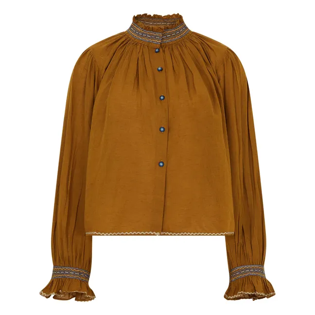 Elsa Embroidered blouse | Khaki