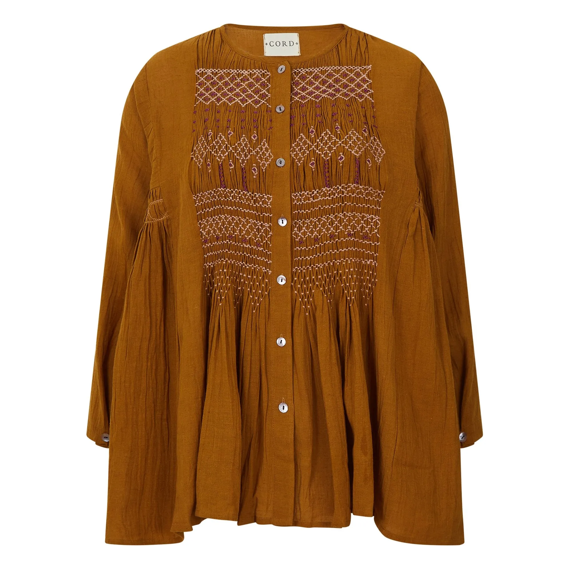 Cord Ochre Embroidered Blouse