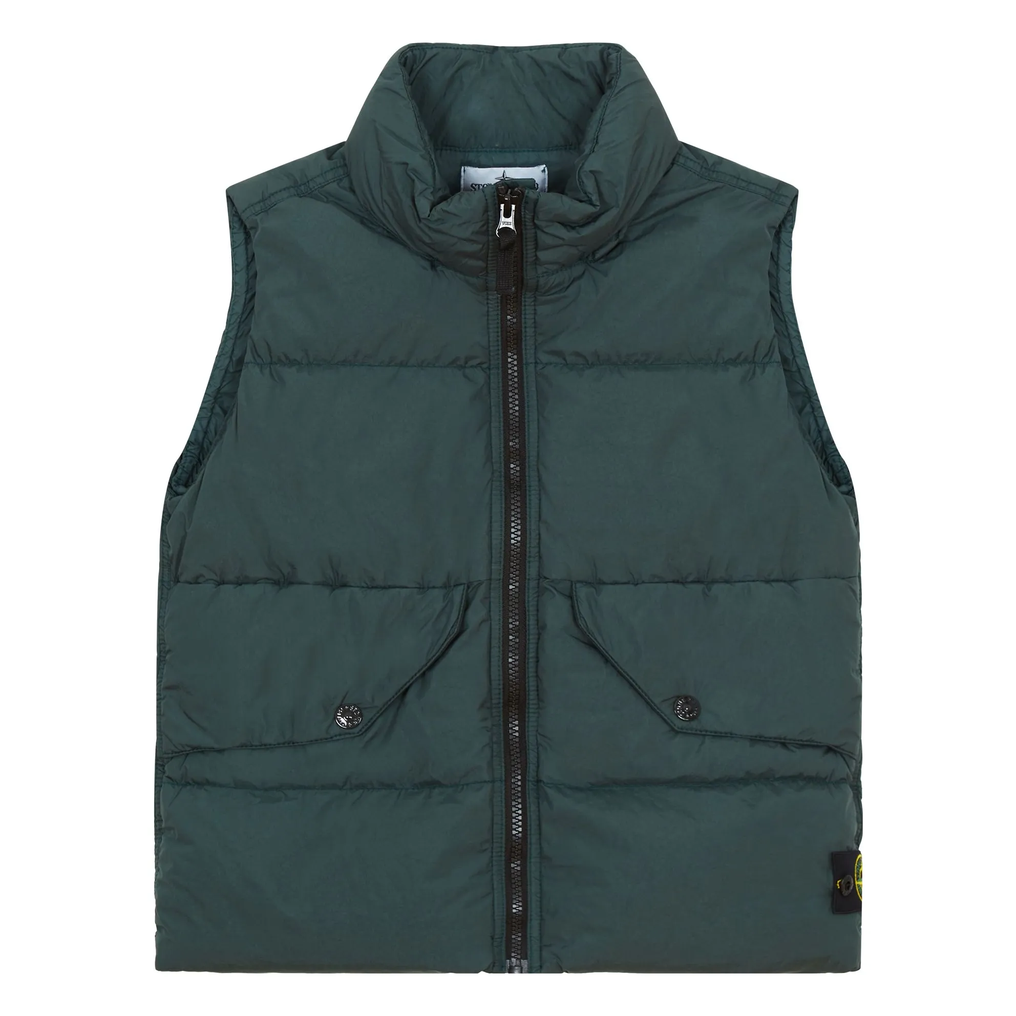 Stone Island Petrol Blue Logo Sleeveless Down Jacket