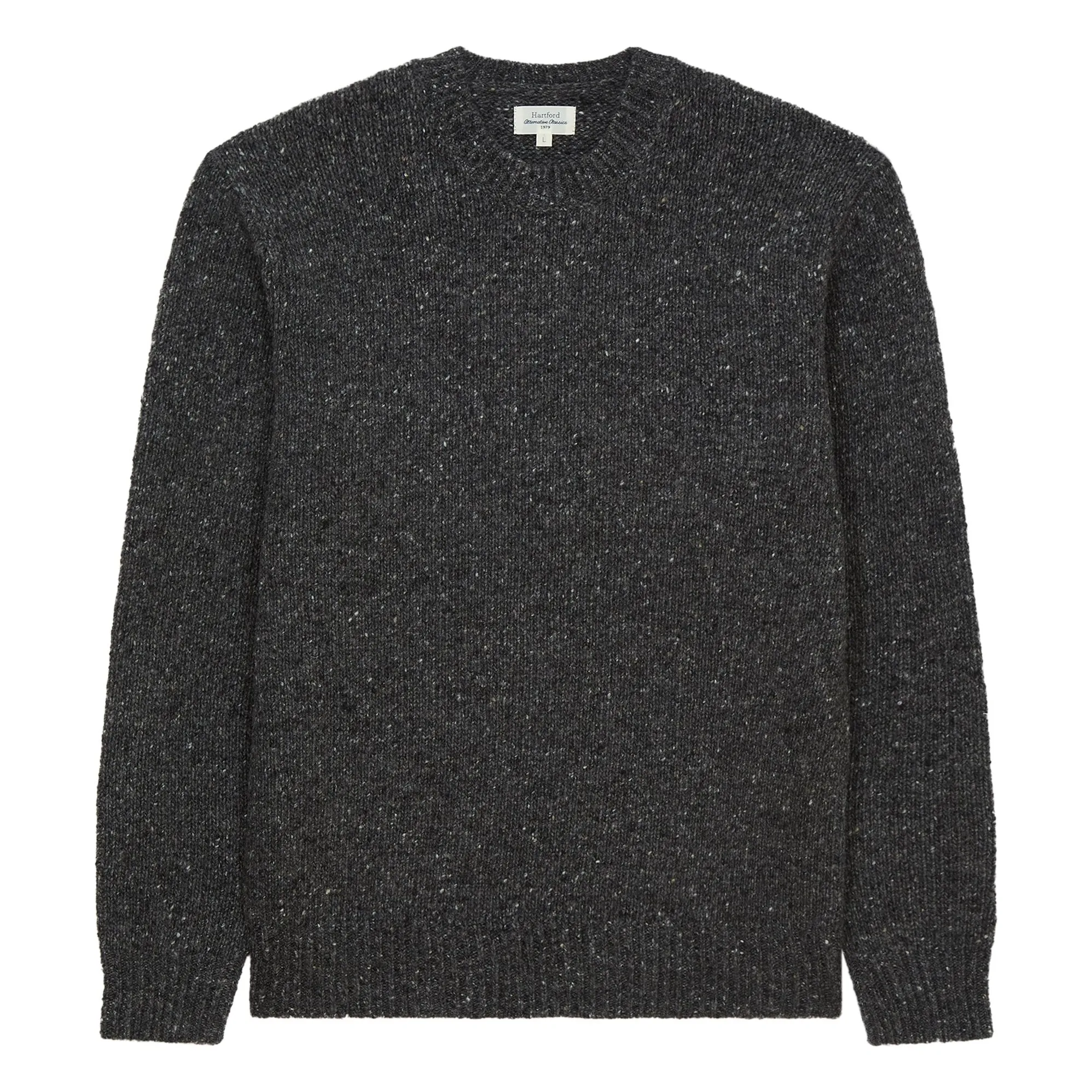 Hartford Men's Charcoal Donegal Wool Sweater