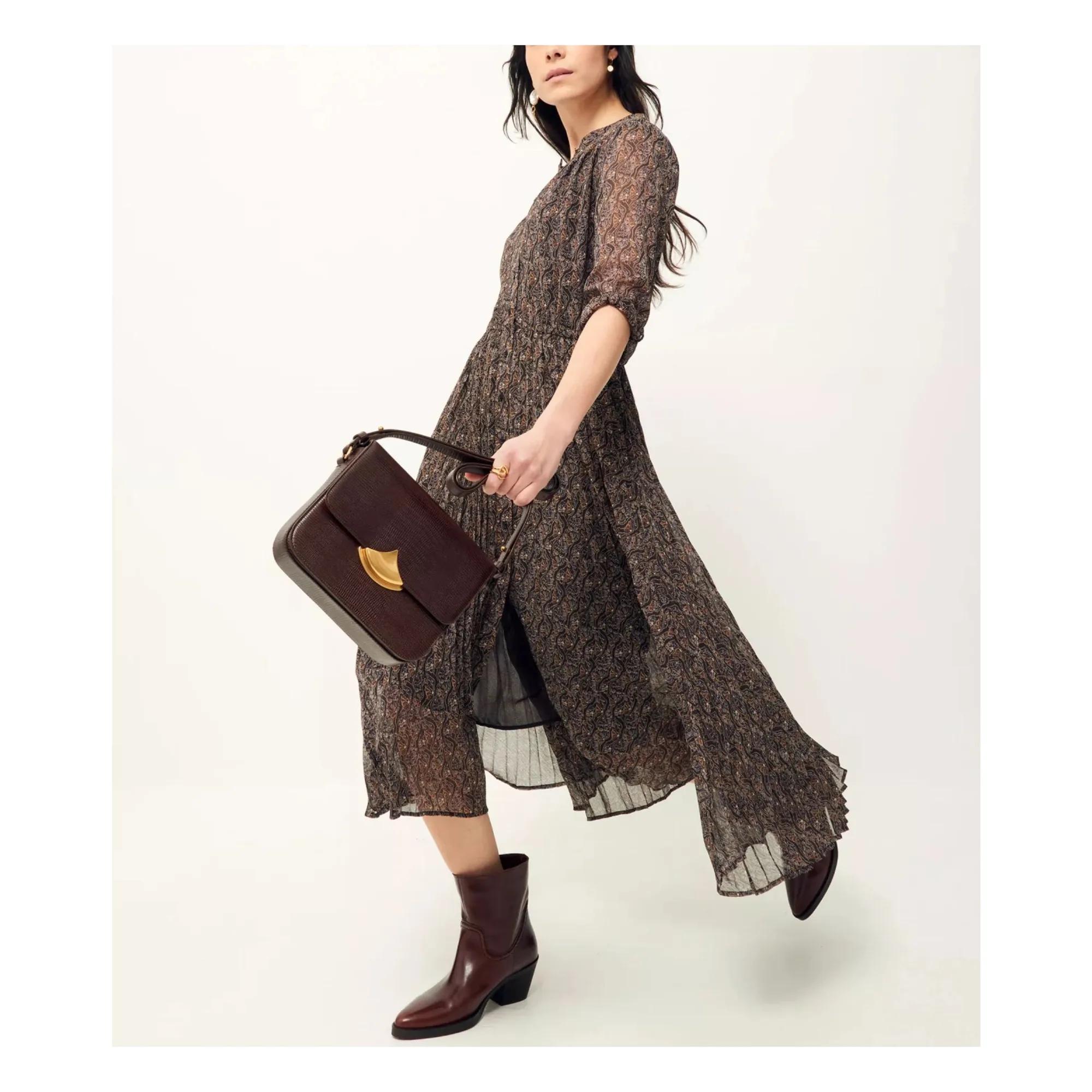 Sessùn Black Painterly Recycled Fiber Dress
