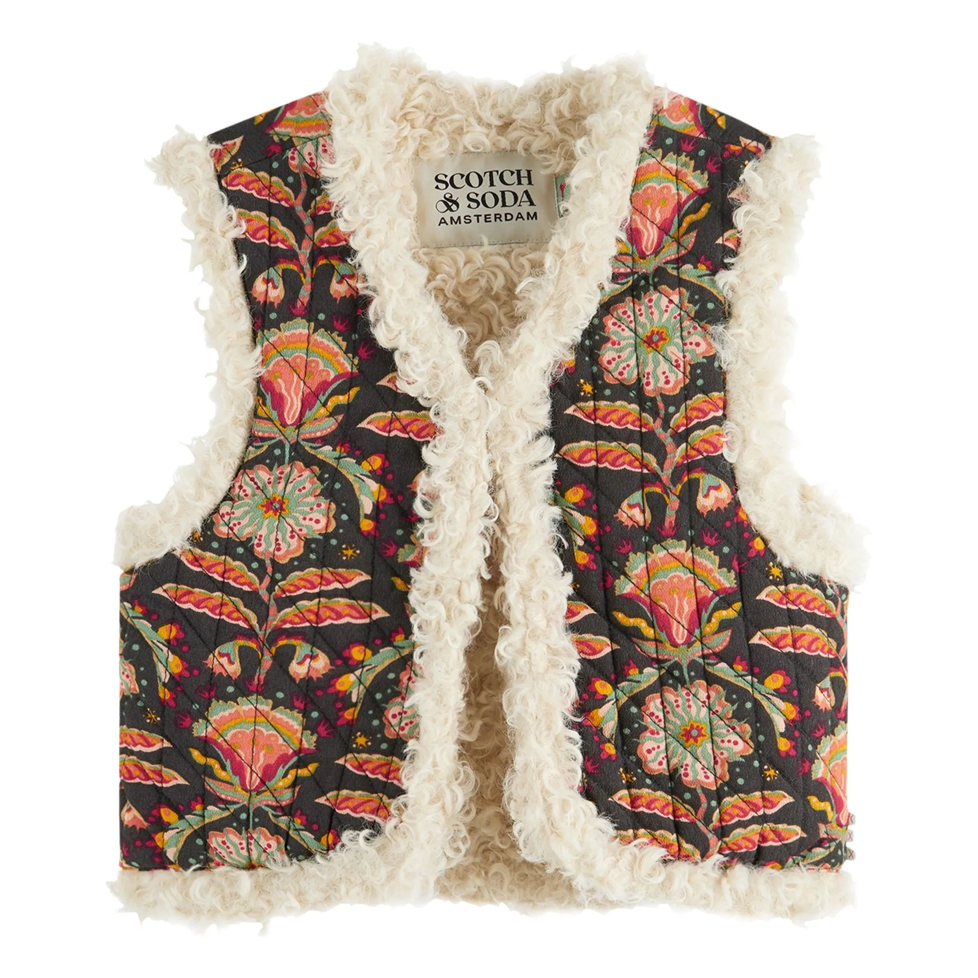 Scotch & Soda Brown Sleeveless Fur Vest