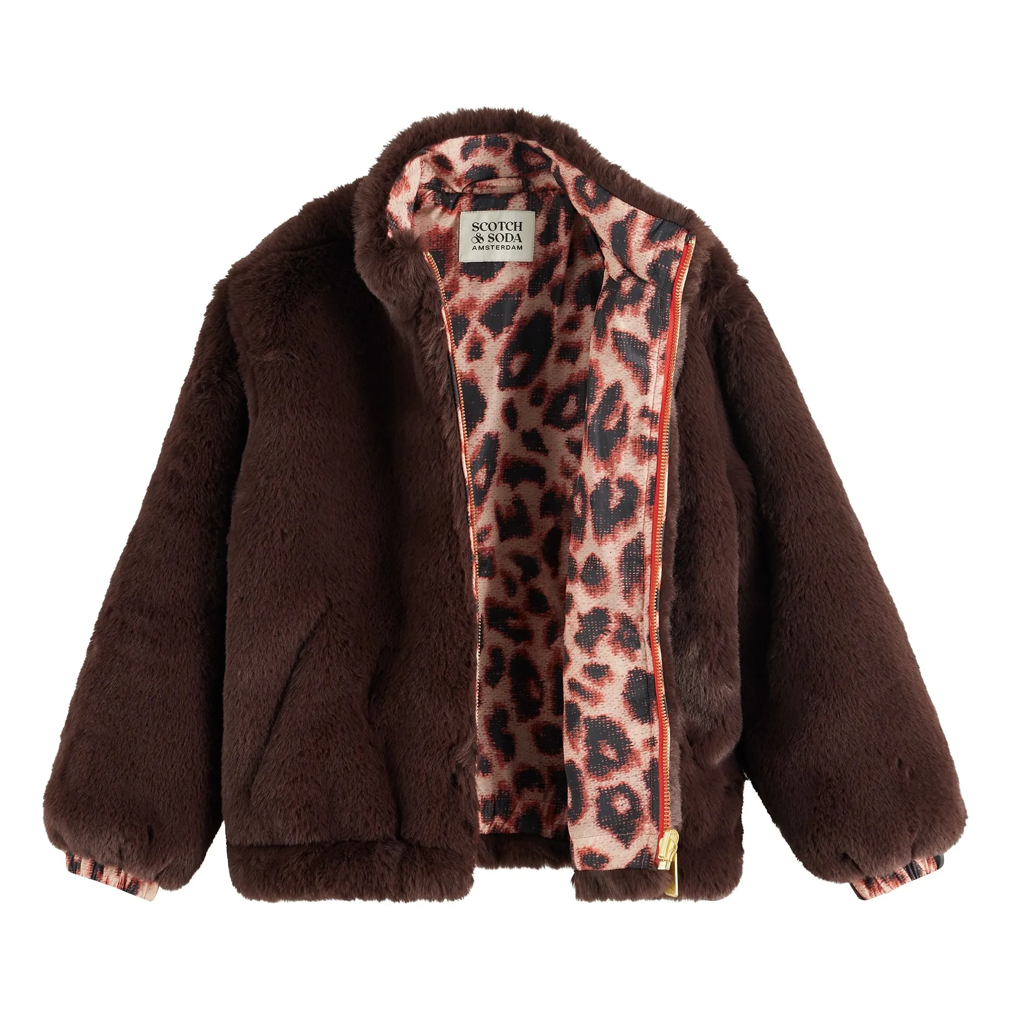 Scotch & Soda Brown Reversible Fur Jacket
