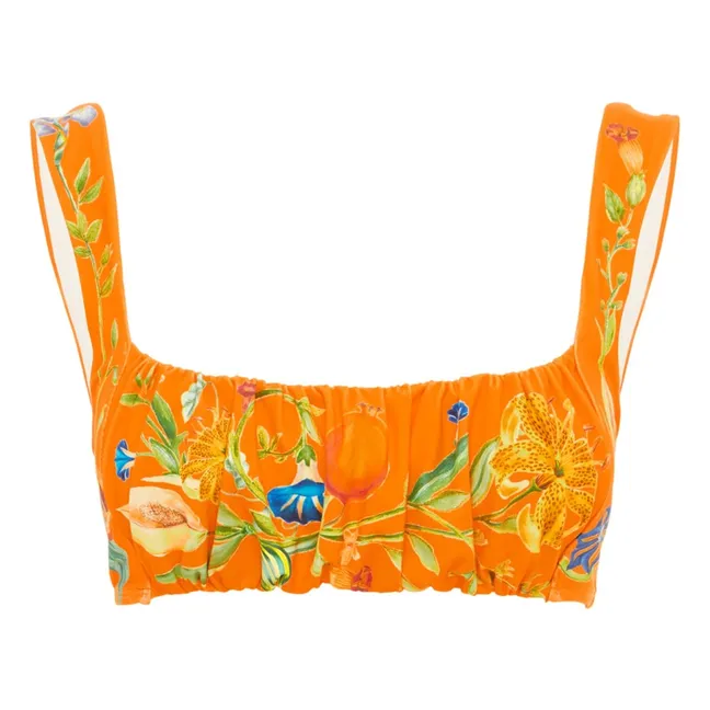 Flores Recycled Fiber Jersey Top | Orange