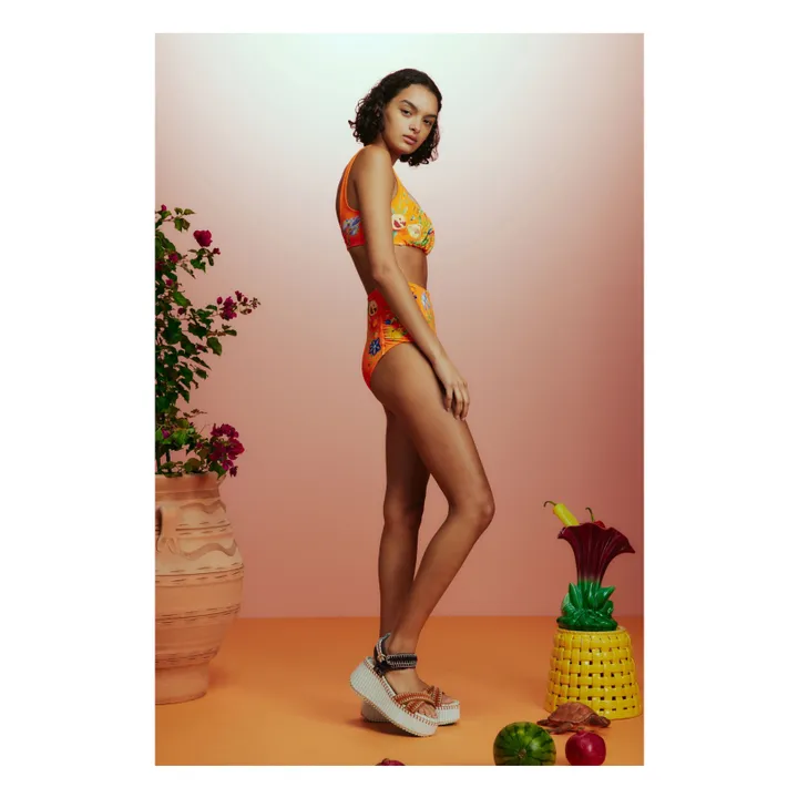 Haut de Maillot Flores Fibres Recyclées | Orange- Image produit n°3