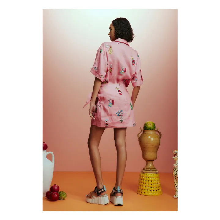 Timmy Embroidered Linen Shirt | Pink- Product image n°1