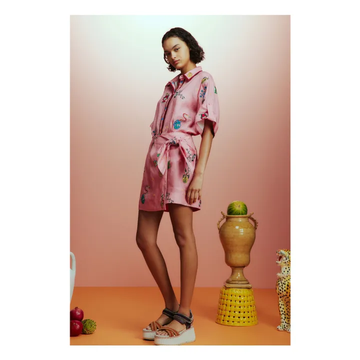 Timmy Embroidered Linen Shirt | Pink- Product image n°3