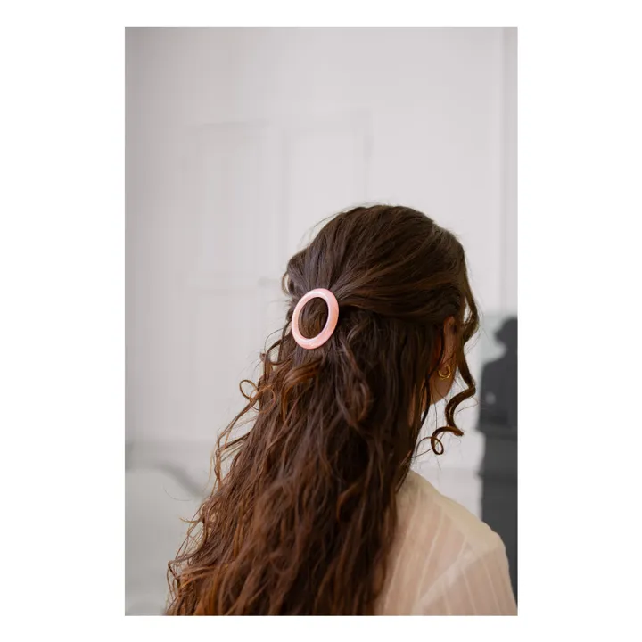 Barrette ronde Opaline | Rose- Image produit n°1