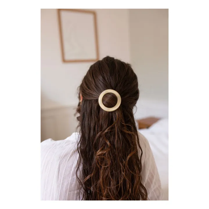 Opaline round hair clip | Ivory- Product image n°1