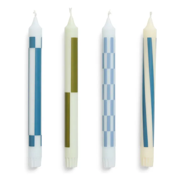 Velas con motivos - Lote de 4 | Azul verde- Imagen del producto n°0