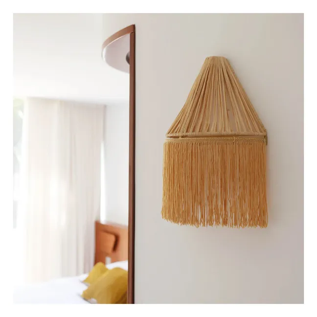Raffia wall lamp | Gold