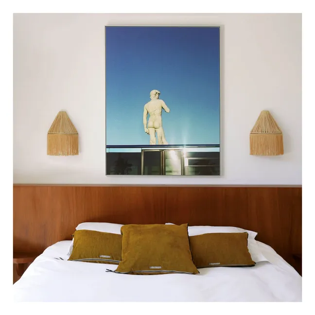 Raffia wall lamp | Gold
