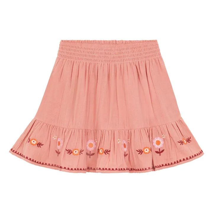 Jupe brodée Gaze de coton | Blush- Image produit n°1