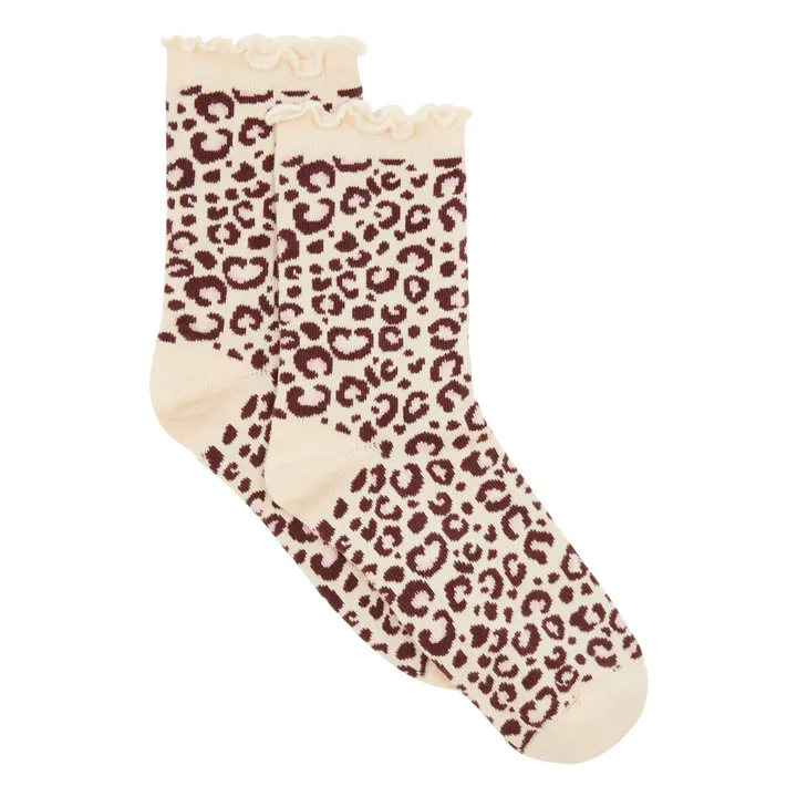 CALCETINES CLÁSICOS DE LEOPARDO | Marrón claro- Imagen del producto n°0