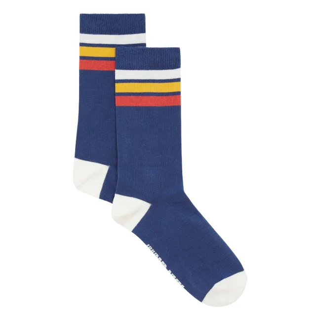 CALZINI BLU A RIGHE CLASSICHE | Ecru