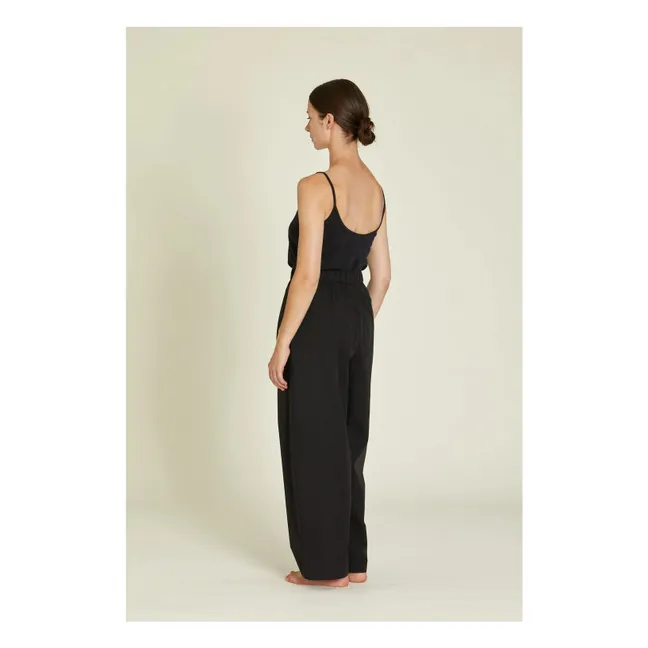 Pantalon à Pinces Popeline de Coton Bio | Noir