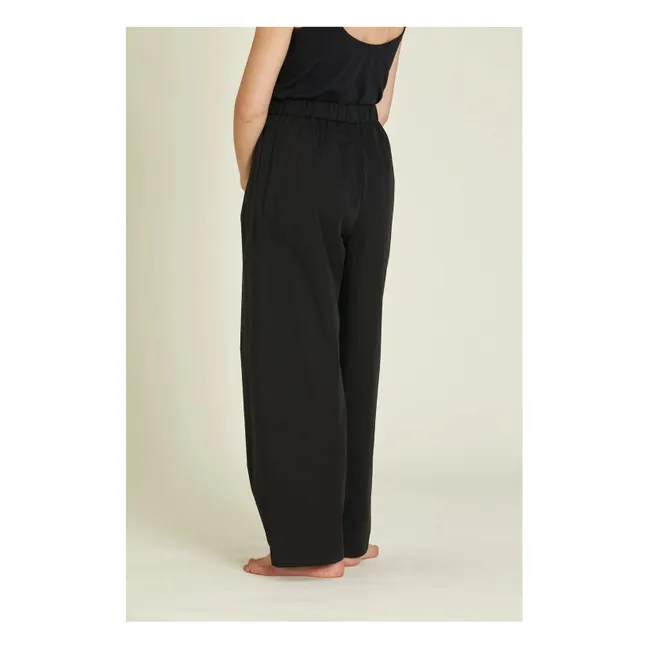 Pantalon à Pinces Popeline de Coton Bio | Noir