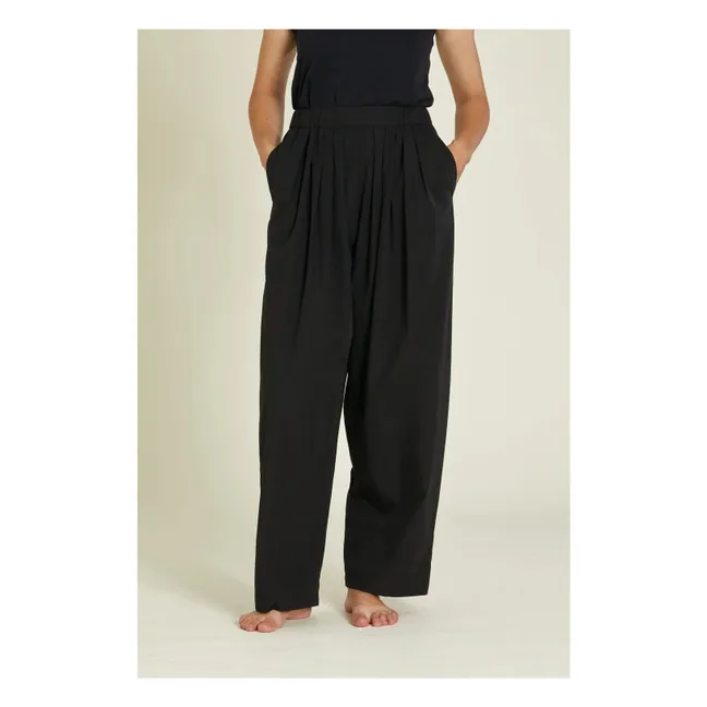 Pantalon à Pinces Popeline de Coton Bio | Noir
