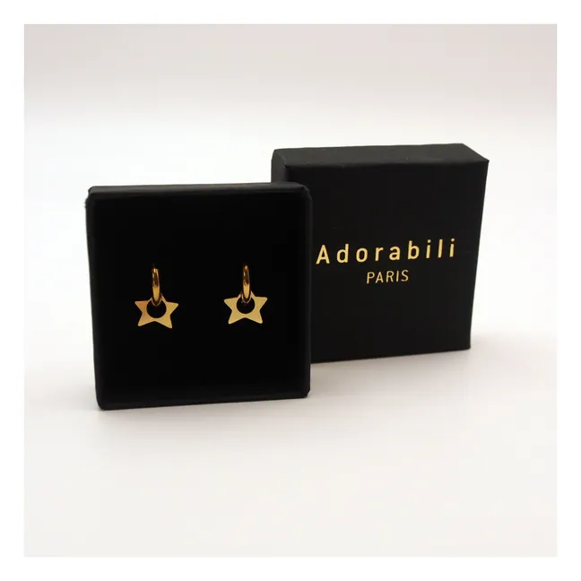 Boucles d'Oreilles Anneaux Etoiles | Doré