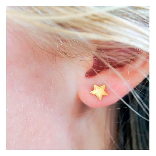 Boucles d'Oreilles Big Stars Denim | Doré