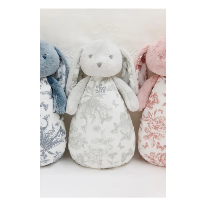 Peluche notturno Augustin il coniglio Toile de Jouy | Grigio chiaro- Immagine del prodotto n°1